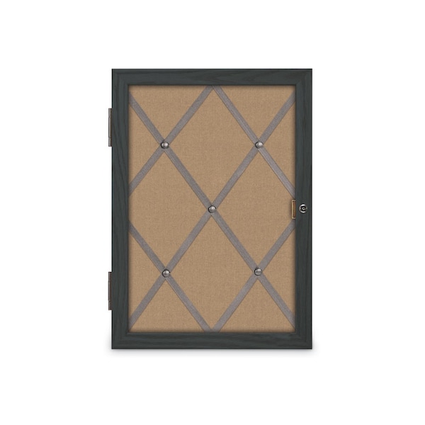 Sliding Door 12" Wood Framed Display Cas, UVDC1651-OAK-MEDGRY